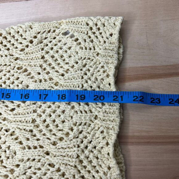 NWT Elan Crochet Open Knit Top Cap Sleeve Butter Yellow Cottage Festival Boho Lg - Picture 9 of 10
